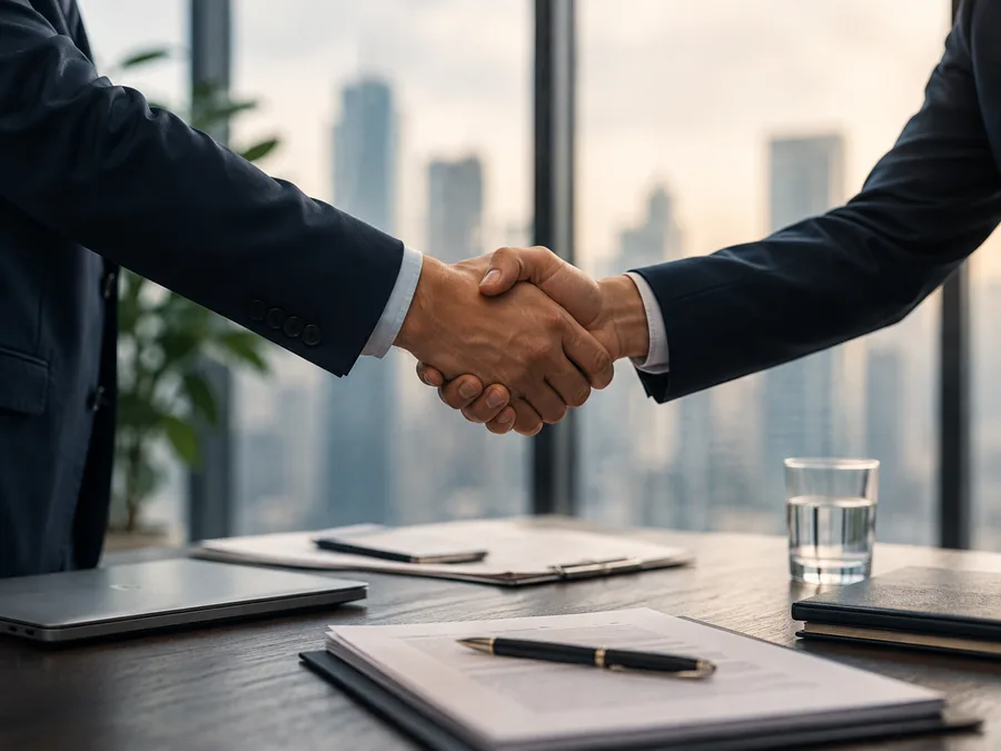 A handshake over signed documents