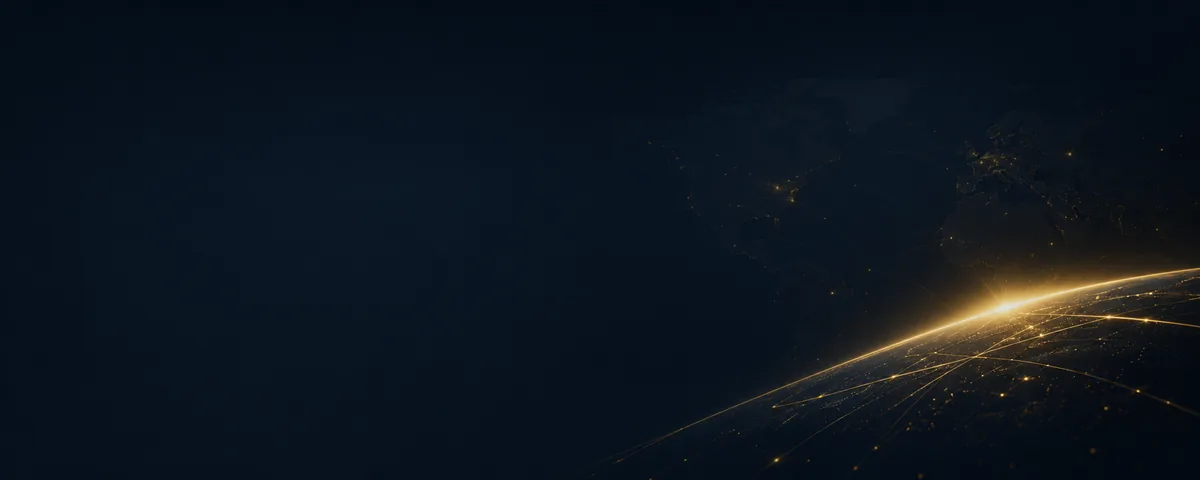 Global connections across a darkened world map